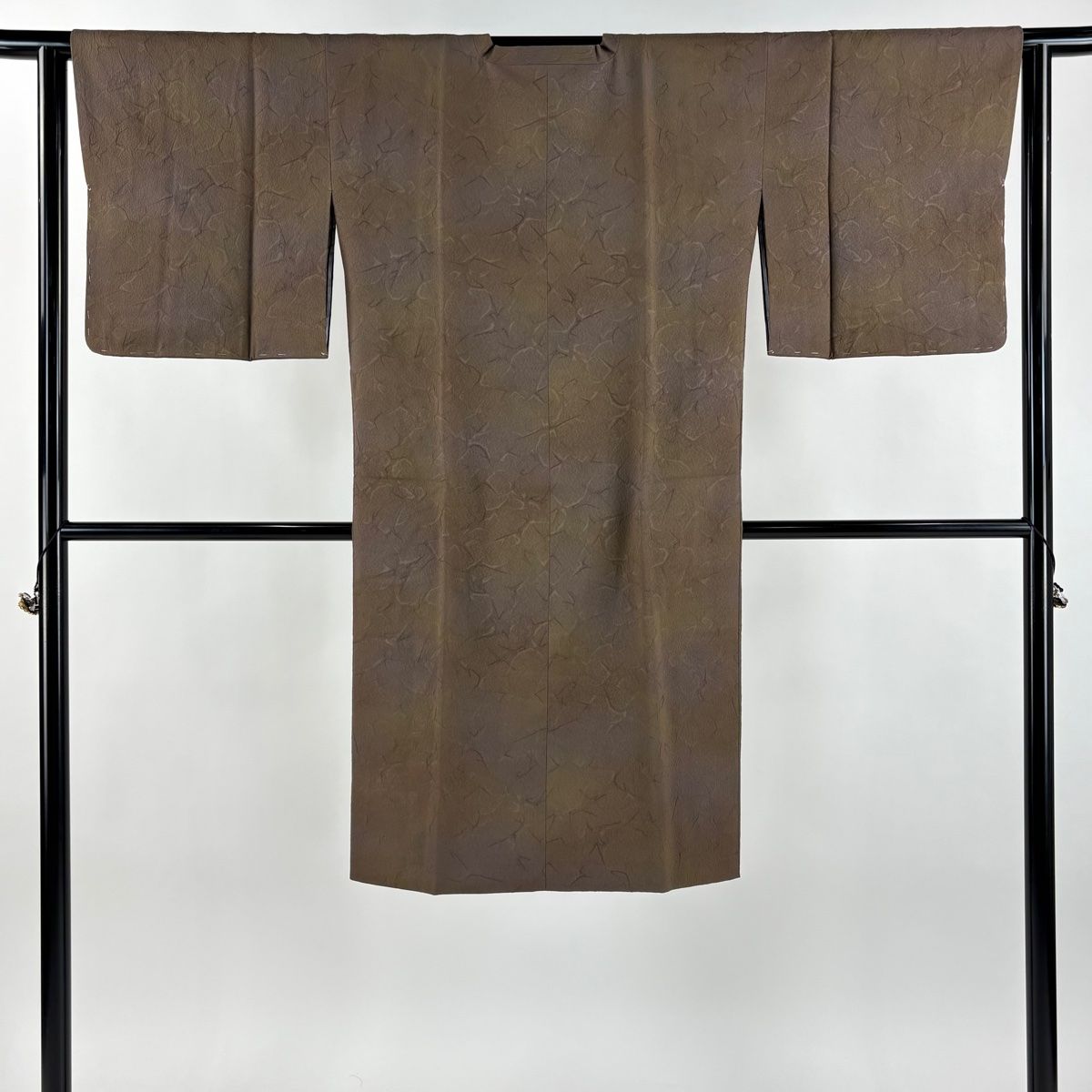 道行 身丈63 cm 裄丈63.5 S 和装コート 角衿 地紋 ぼかし 焦茶色 正絹
