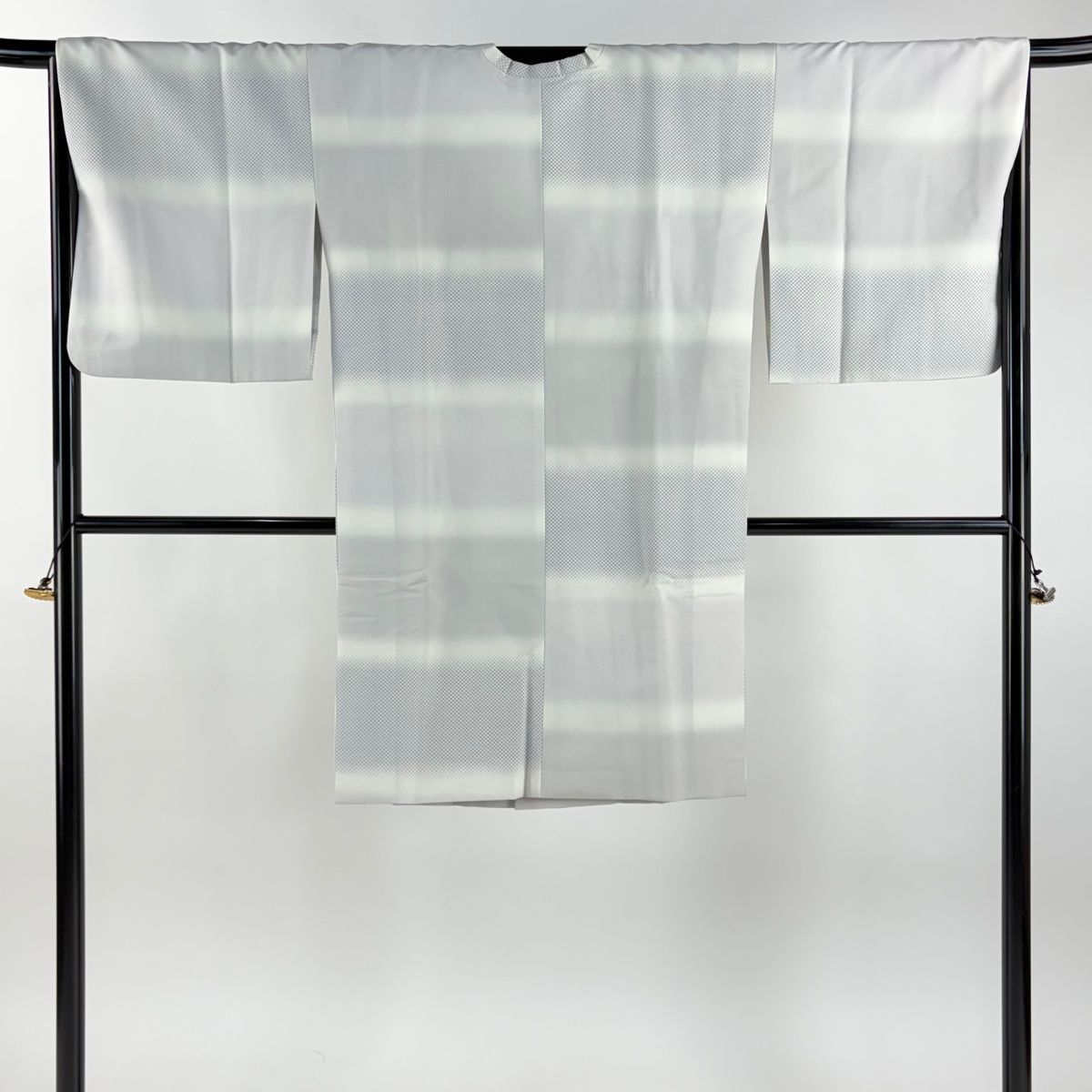 道行 身丈103 cm 裄丈66.5 M 和装コート 角衿 疋田柄 ぼかし 灰白 化繊