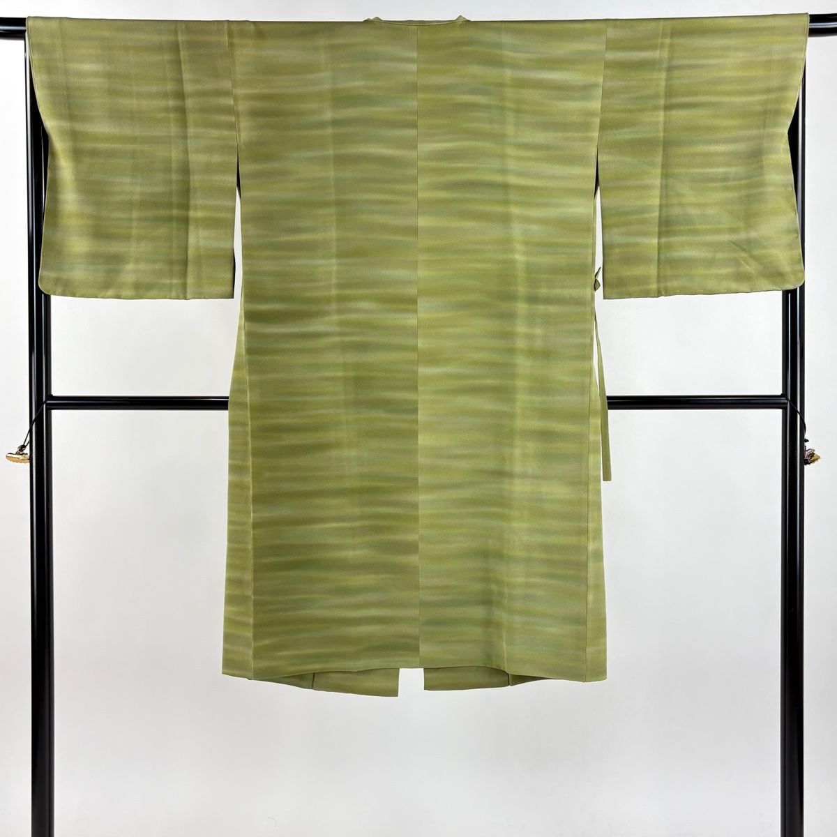 道中着 身丈113 cm 裄丈65 M 斉藤三才 和装コート 落款 霞 ぼかし 鶯色 正絹