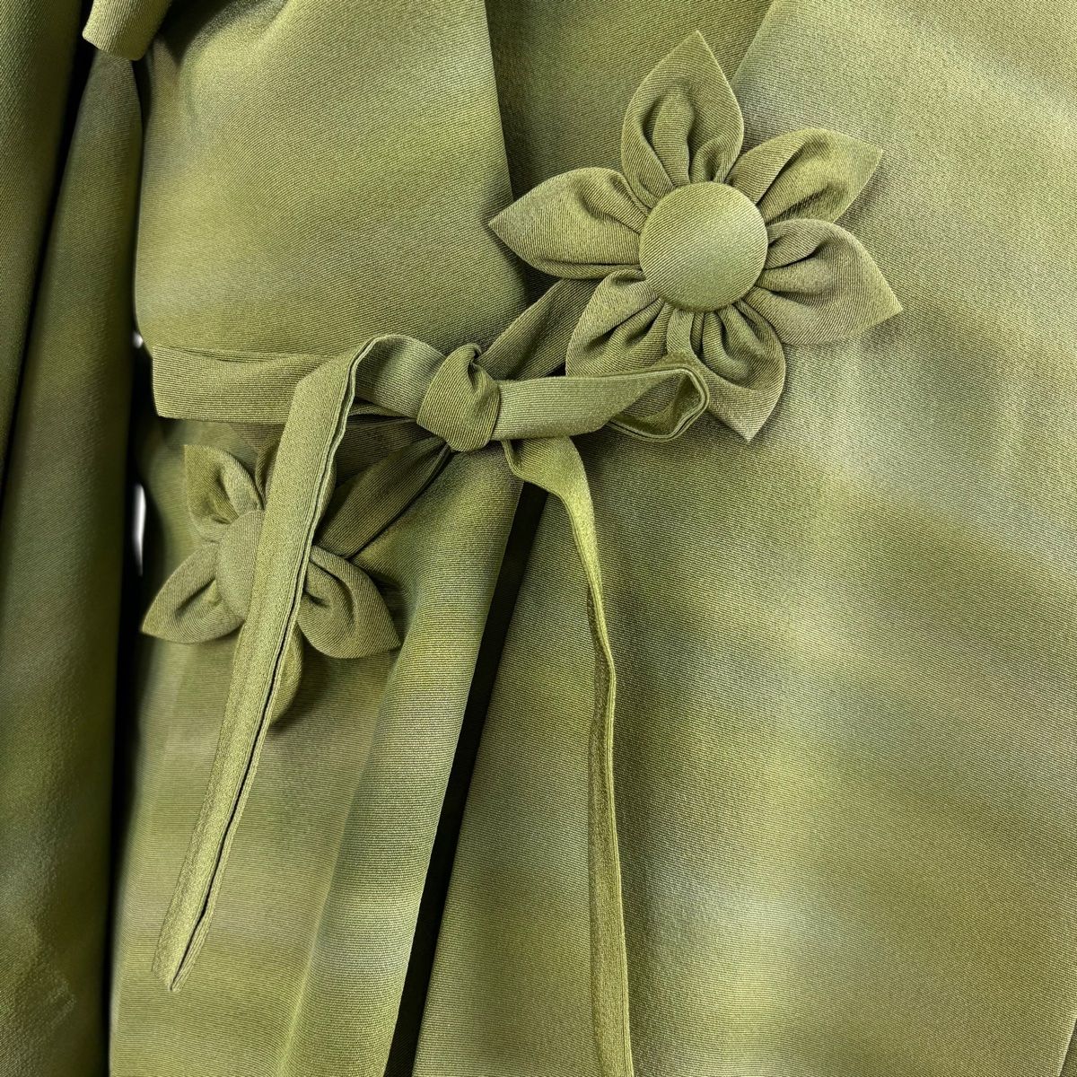  道中着 身丈113 cm 裄丈65 M 斉藤三才 和装コート 落款 霞 ぼかし 鶯色 正絹 羽織 着物 浴衣