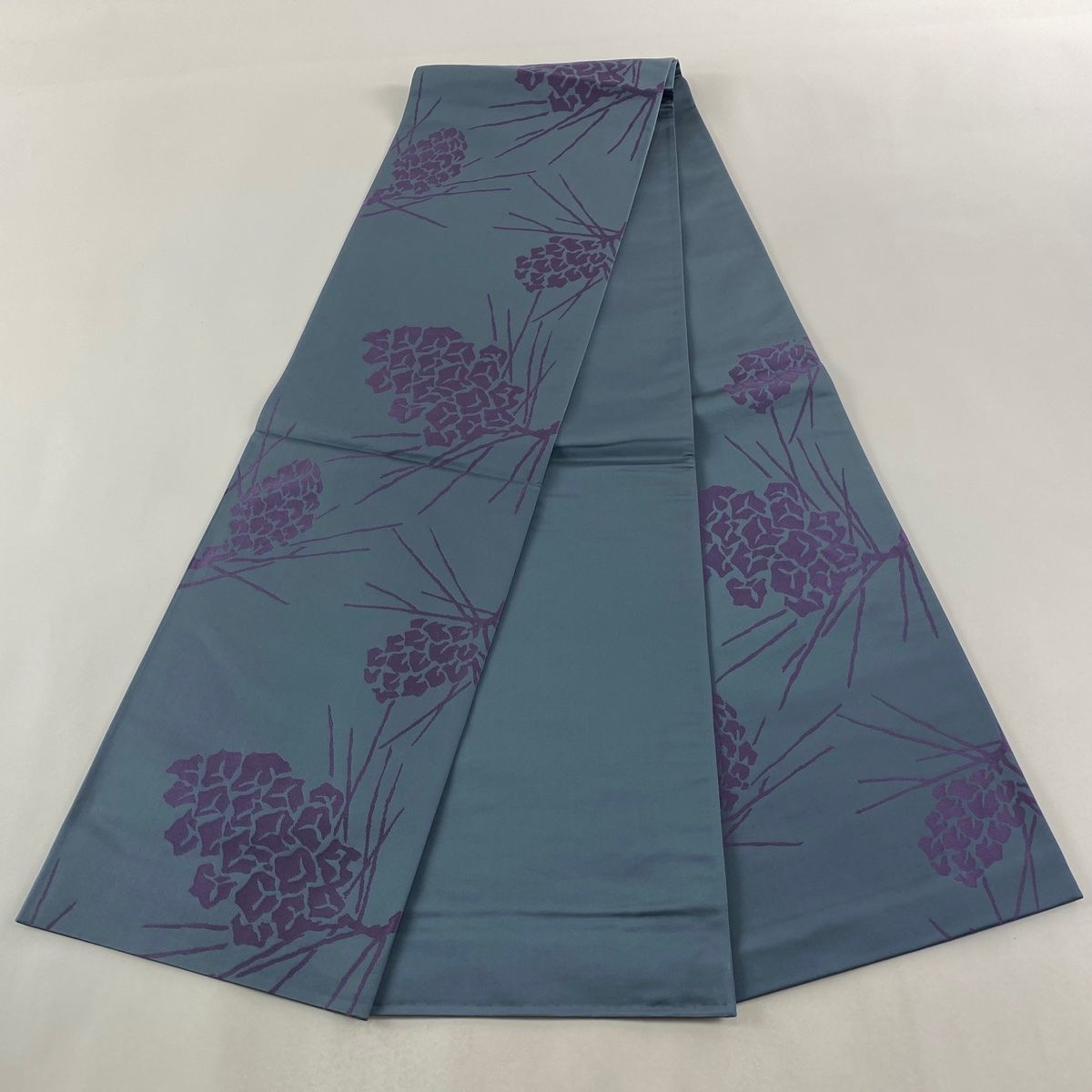 美品】 袋帯 逸品 辻村ジュサブロー 落款 松笠 青灰色 六通 正絹
