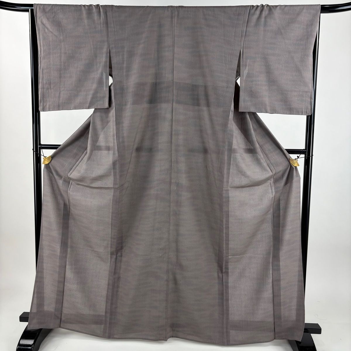 小紋 身丈167 cm 裄丈66 M 単衣 大島紬地 証紙 霞 灰色 正絹