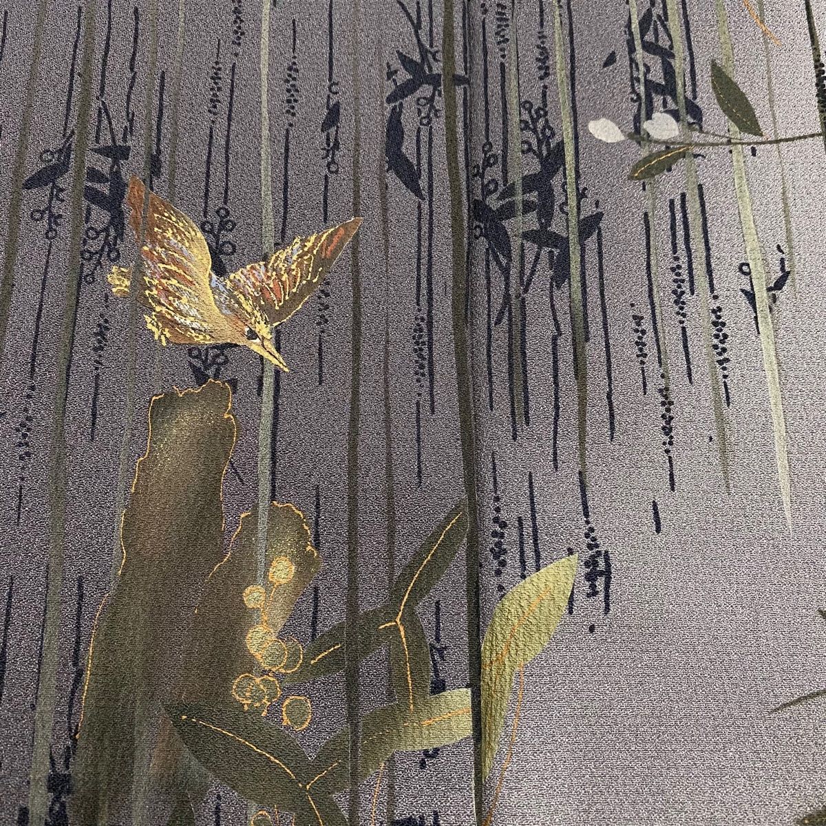 【松屋】正絹　訪問着　鳥には船　金駒　袷　裄68.5 kimono-hojo_a953-9