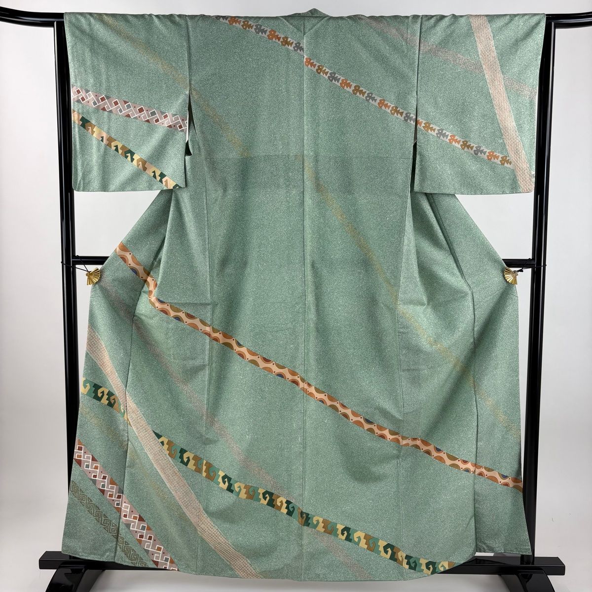 たかびっちNo.2728 正絹大島紬地幾何学絞り袋帯　証紙　美品 No.2728 正絹大島紬地幾何学絞り袋帯 証紙 美品