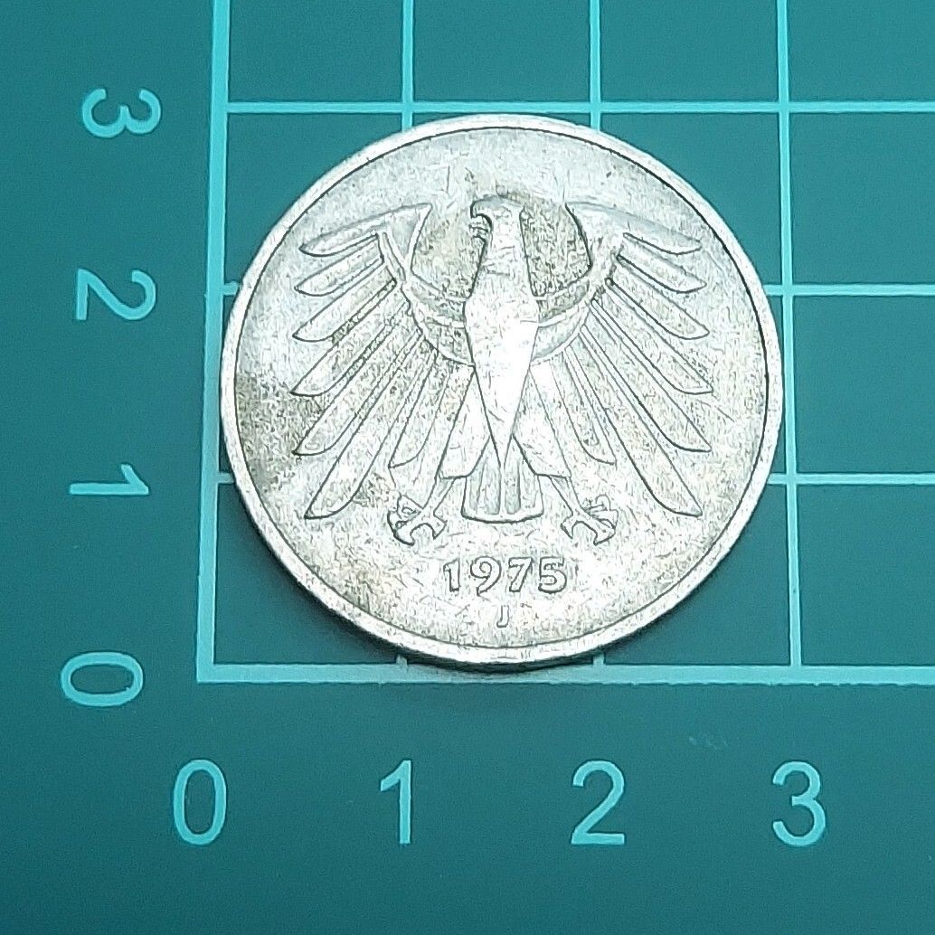 ドイツ 5マルクコイン 1975年 ハンブルク造幣局 イーグル・連邦ワシ