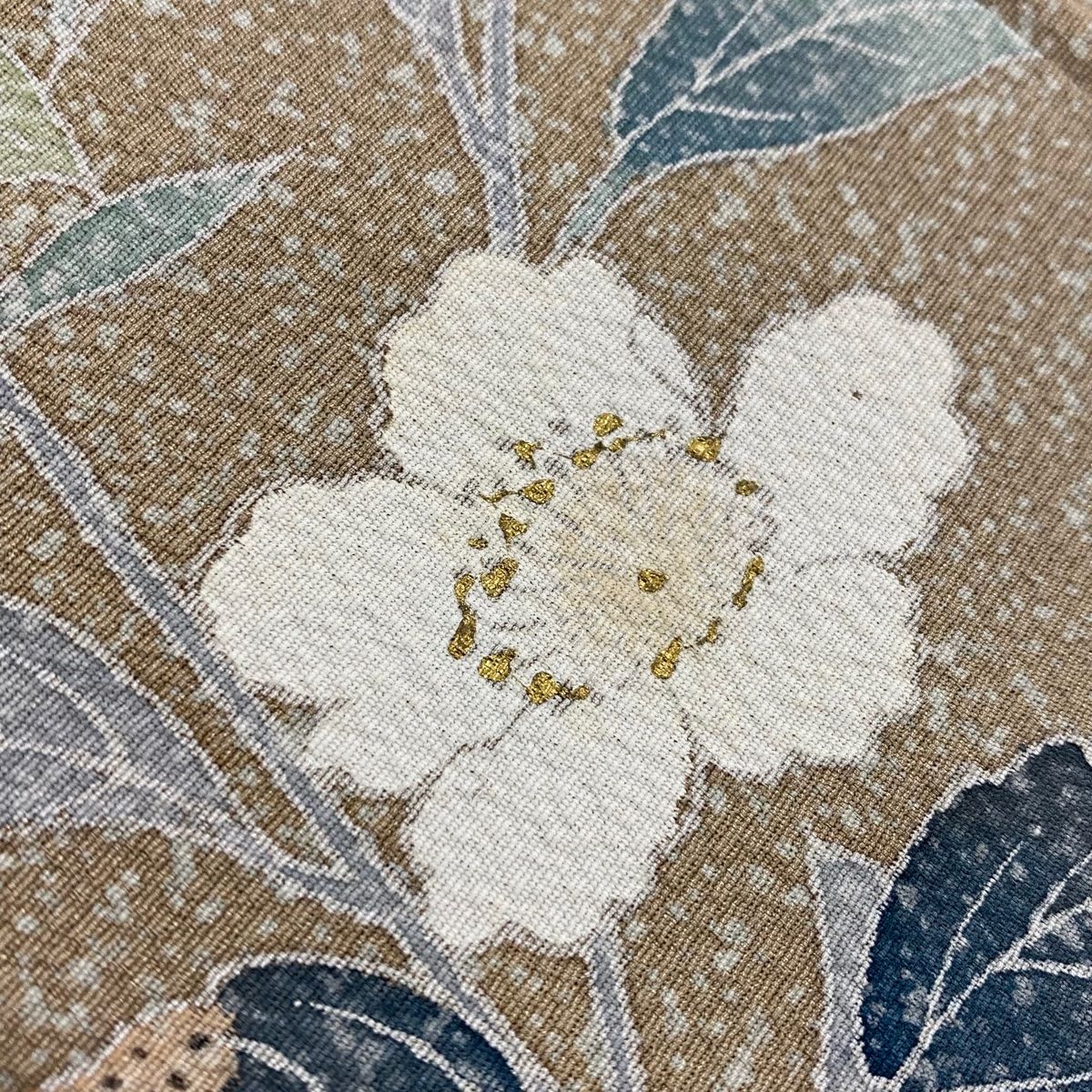  訪問着 身丈162 5 cm 裄丈65 M 袷 吉祥 草花 金彩 ぼかし 薄茶色 正絹 秀品 訪問着 付け下げ 着物