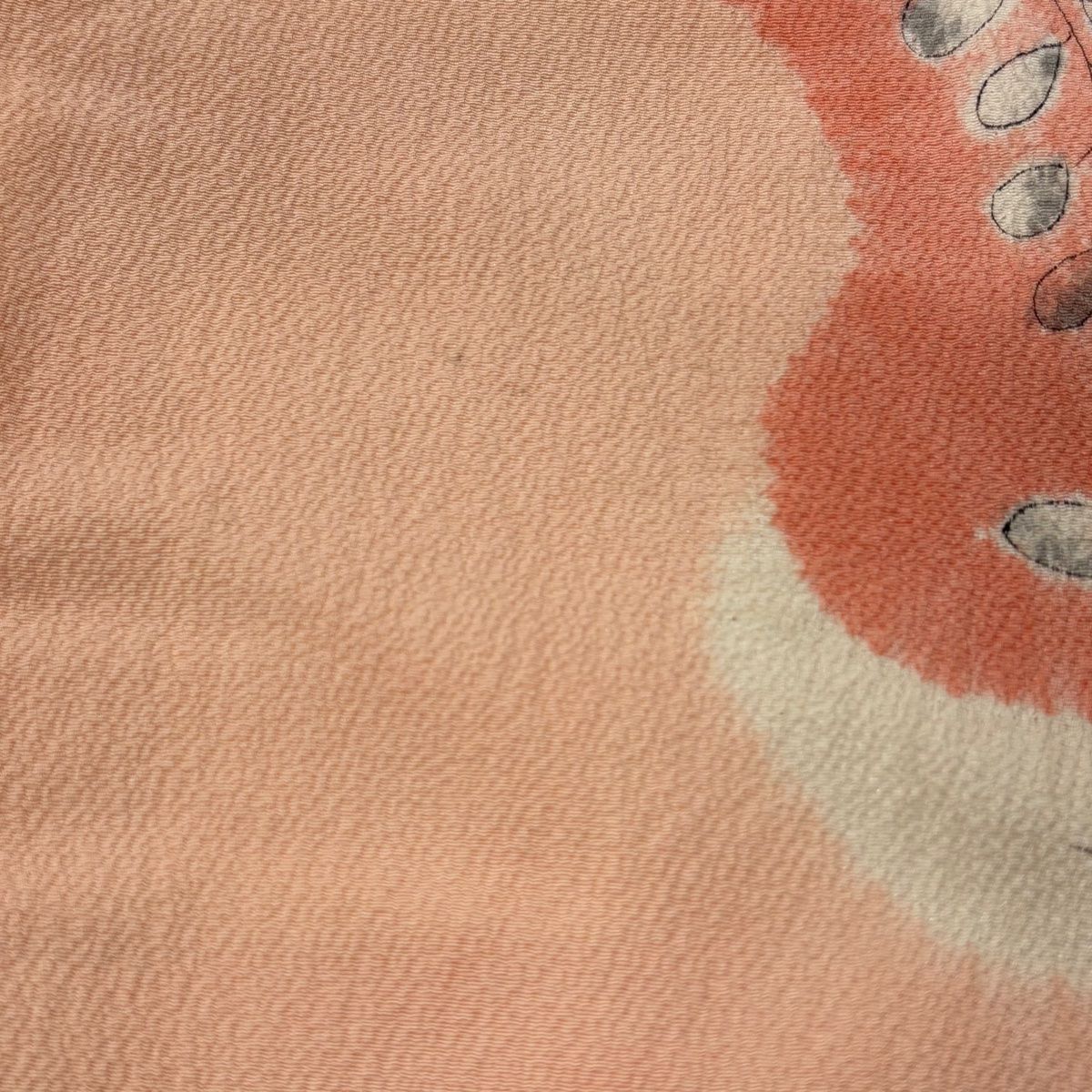  訪問着 身丈157.5 cm 裄丈64 M 袷 辻が花 道長取り サーモンピンク 正絹 秀品 訪問着 付け下げ 着物