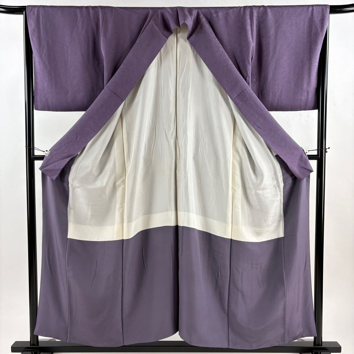 付下げ 身丈155.5cm 裄丈65.5cm M 袷 大久保玄才 落款 ミミヅク 霞 紫