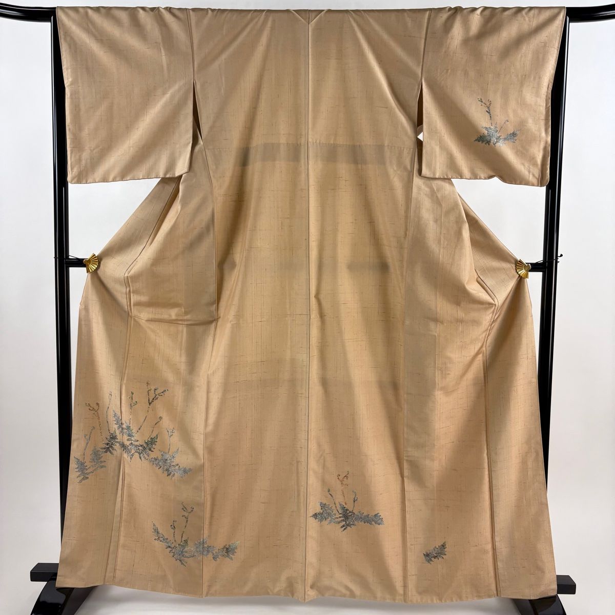 美品】 付下げ 身丈164.5cm 裄丈65cm M 袷 紬地 蕨 薄茶色 正絹 秀品