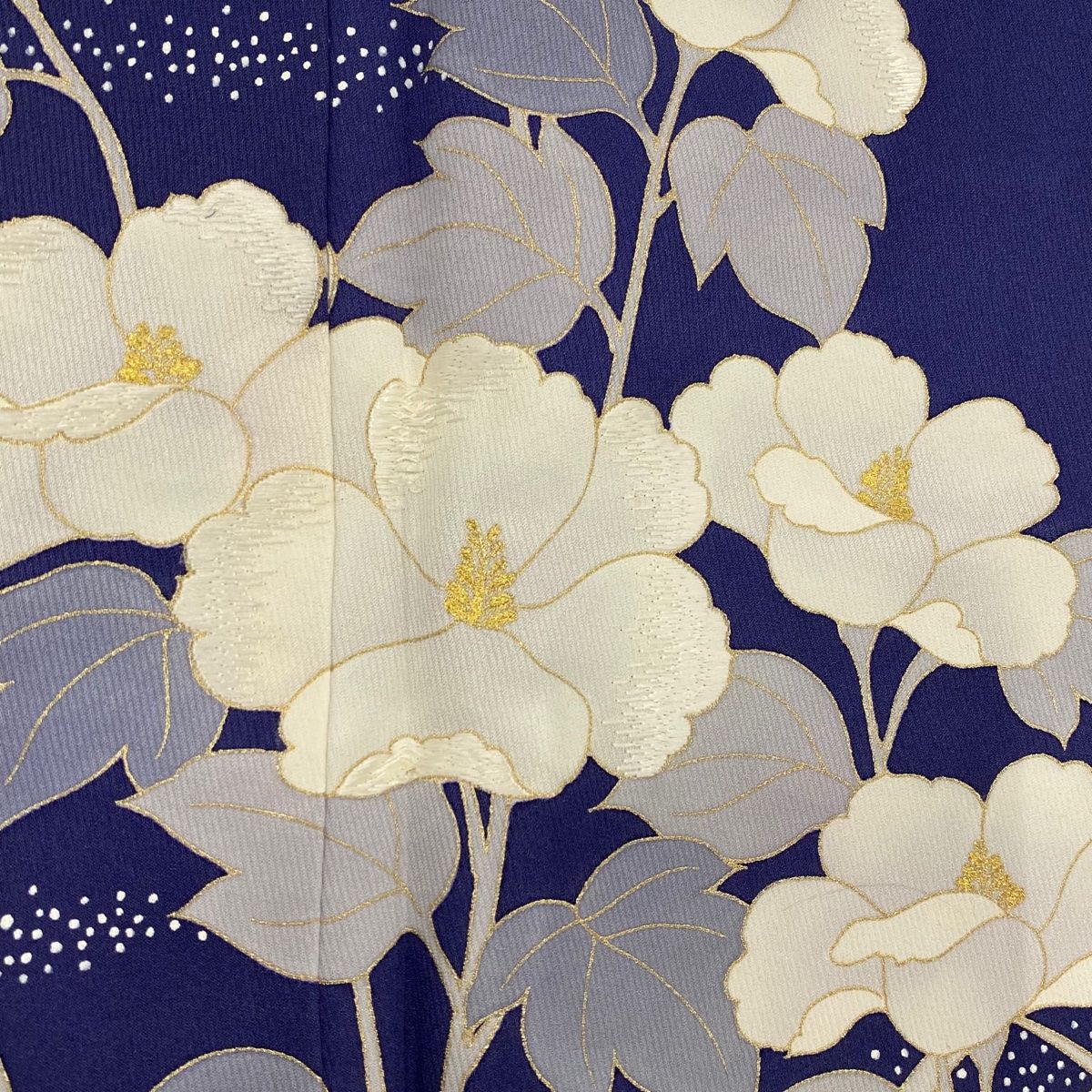  訪問着 身丈163 cm 裄丈65 M 袷 草花 霞 刺繍 金彩 青紫 正絹 秀品 一つ紋 訪問着 付け下げ 着物