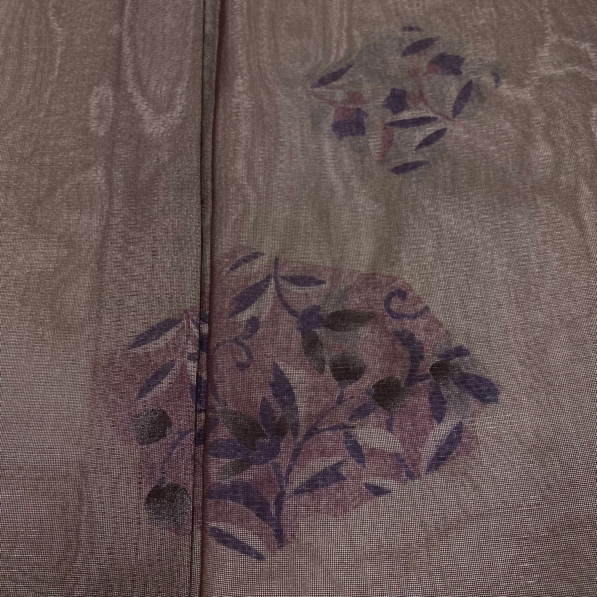  付下げ 身丈156 cm 裄丈62 S 紗絽袷 花唐草 茶紫 正絹 秀品 訪問着 付け下げ 着物