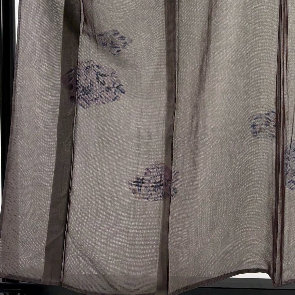 付下げ 身丈156 cm 裄丈62 S 紗絽袷 花唐草 茶紫 正絹 秀品