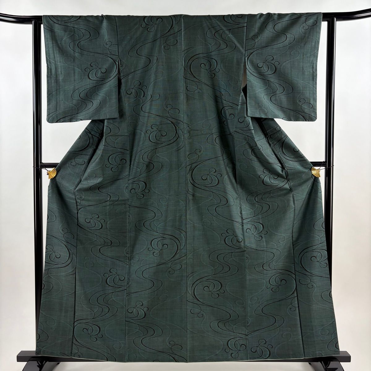 紬 身丈161cm 裄丈61.5cm S 袷 流水 深緑 正絹 秀品 【中古】 - メルカリ