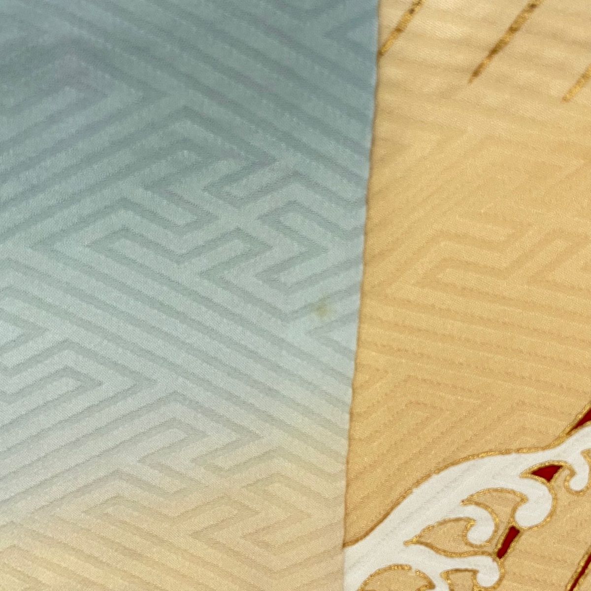  振袖 身丈164 cm 裄丈65 M 袷 草花 鴛鴦 金糸 金彩 赤 正絹 秀品 振袖 着物