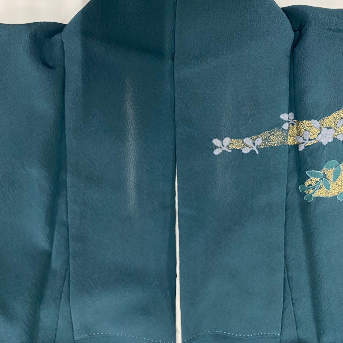 訪問着 身丈167cm 裄丈67cm M 袷 草花 流水 刺繍 金銀糸 緑 正絹 秀品