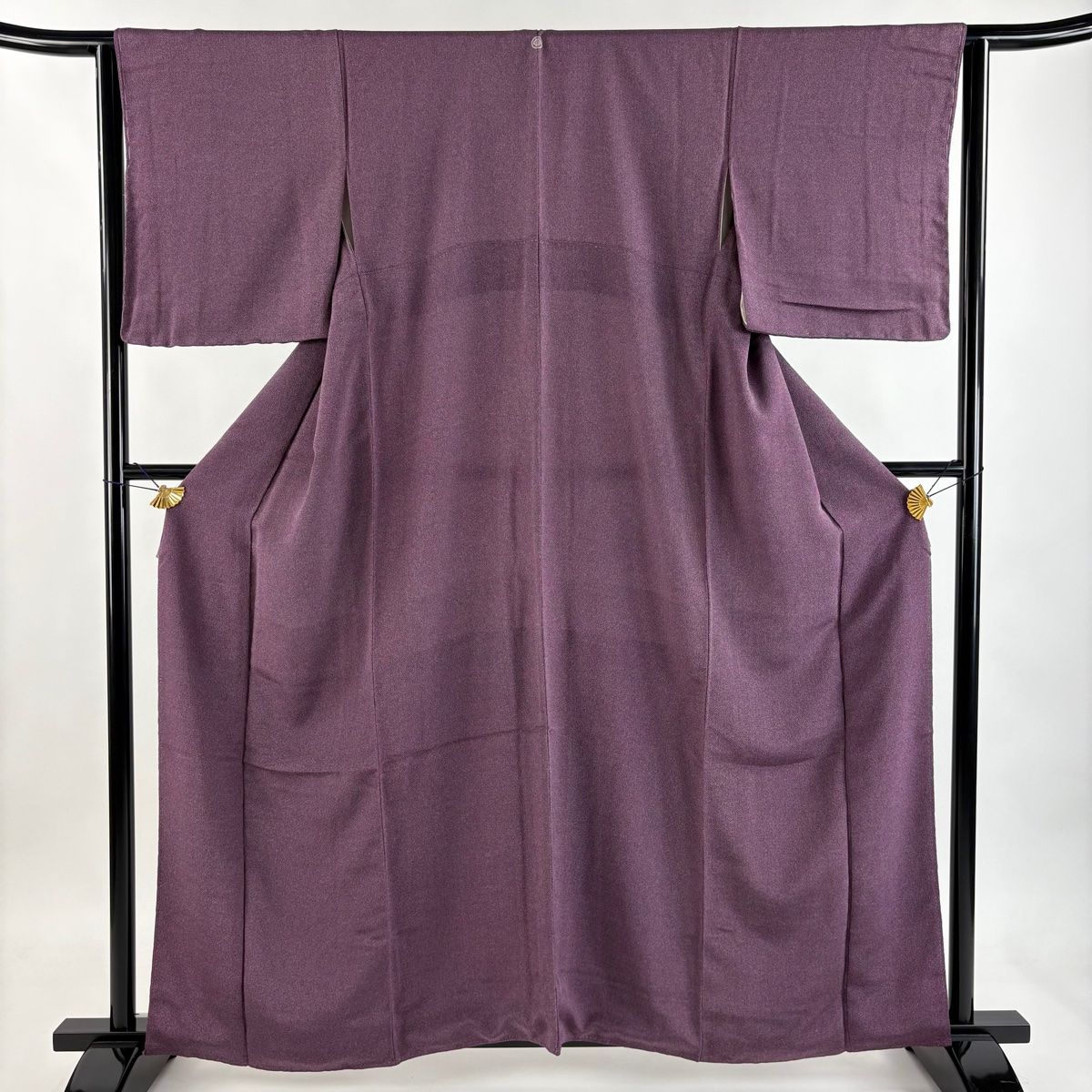 江戸小紋 身丈161.5cm 裄丈64cm M 袷 落款 幾何学模様 濃紫 正絹 秀品