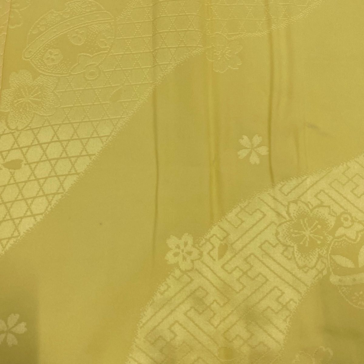 長襦袢 身丈129 cm 裄丈68 5 L 振袖用 地紋 黄色 正絹 秀品 長襦袢 長襦袢 半襦袢
