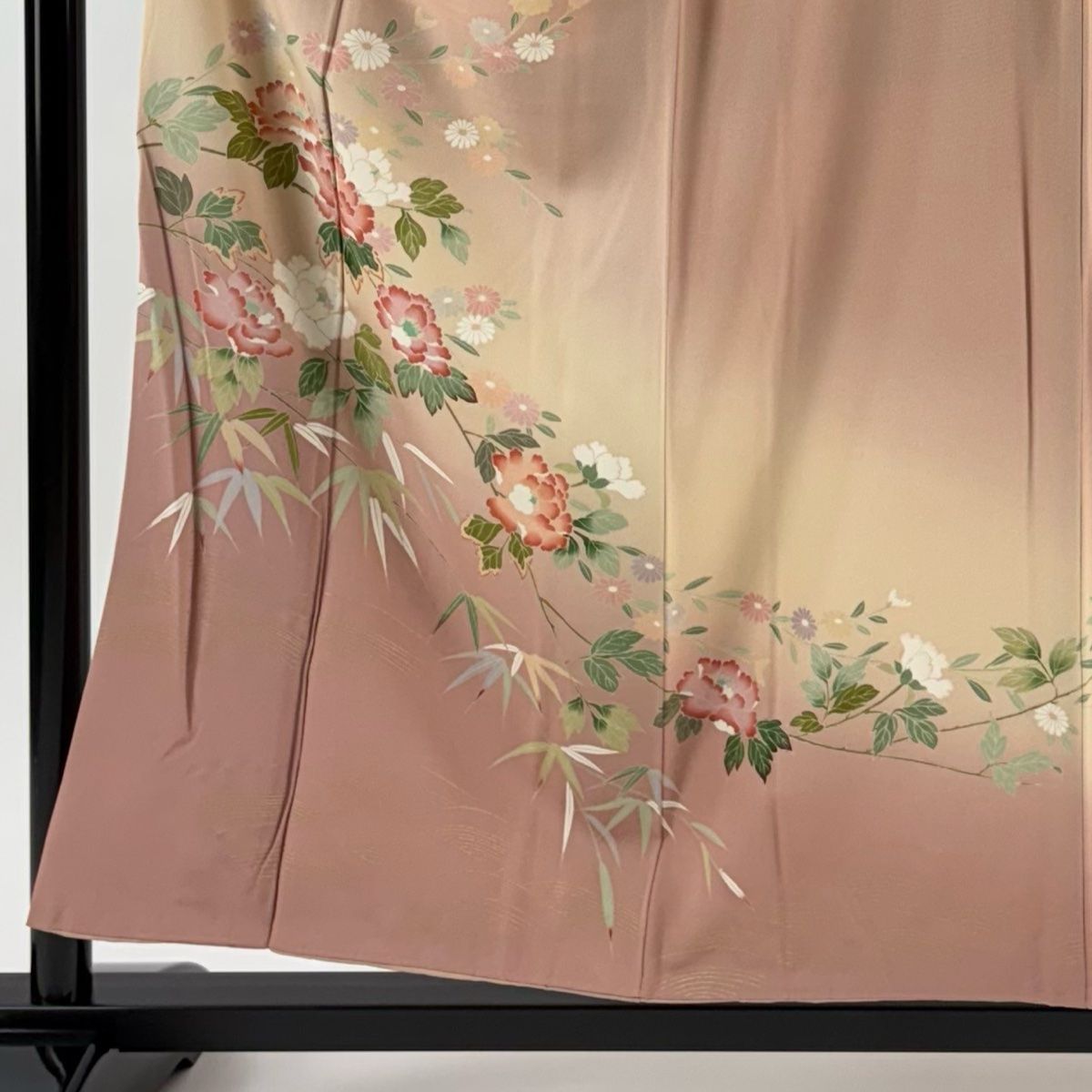 美品】 訪問着 身丈155cm 裄丈63.5cm S 袷 枝花 笹 金彩 染め分け