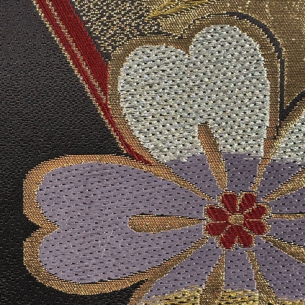 シルバー 花柄刺繍 六通袋帯1222 平和屋着物○六通柄袋帯 大橋美津子 おはなしきもの 唐織 菱文 正絹
