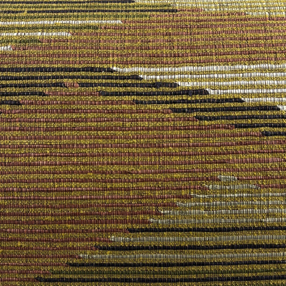 名古屋帯 秀品 八寸名古屋帯 松葉仕立て 縞 幾何学模様 金糸 鶯色 正絹