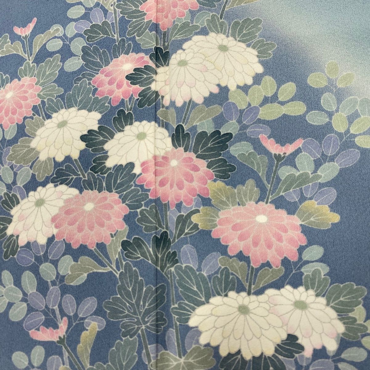 訪問着 身丈159cm 裄丈69cm L 袷 落款 菊 枝垂れ桜 染め分け ぼかし