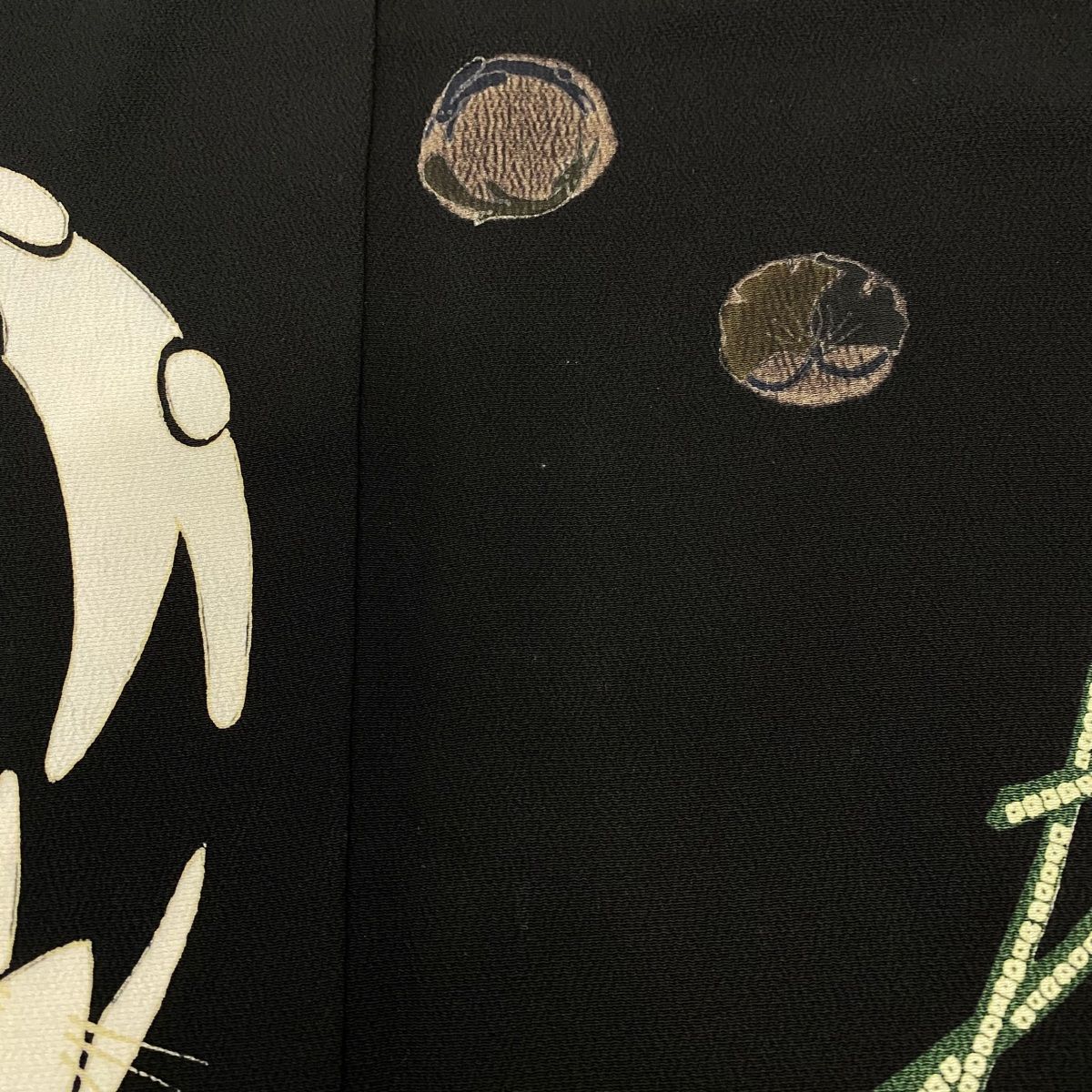  付下げ 身丈163 cm 裄丈69 L 袷 落款 うさぎ 狐 黒 正絹 訪問着 付け下げ 着物