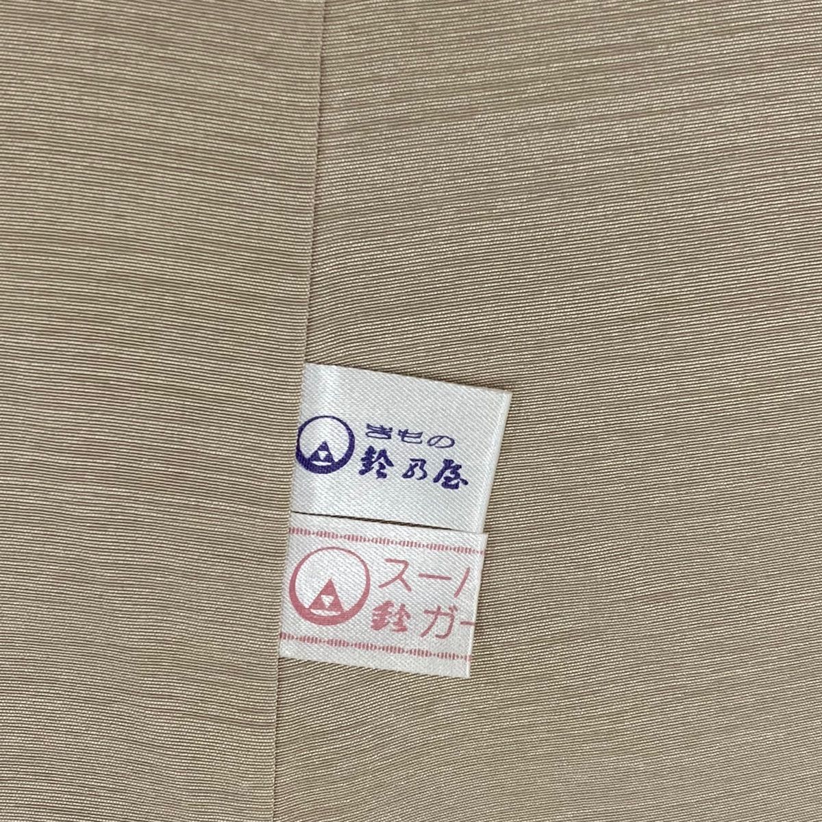  訪問着 身丈165 cm 裄丈66 M 袷 鈴乃屋 吹き寄せ 十字絣 薄茶色 正絹 訪問着 付け下げ 着物