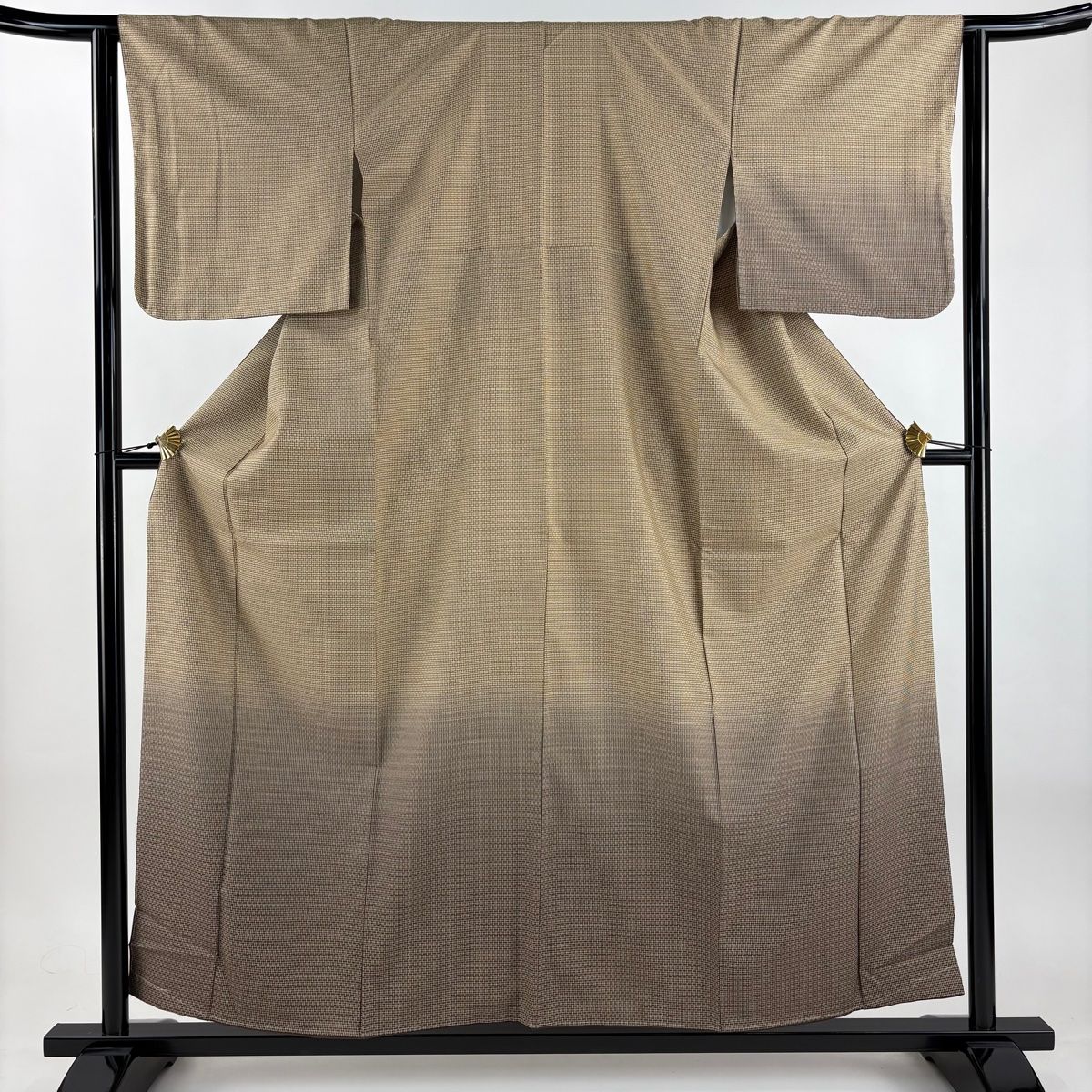 付下げ 身丈157.5 cm 裄丈63 S 袷 紬地 縞 幾何学模様 ぼかし 薄茶色 正絹