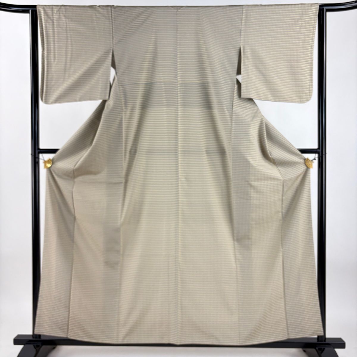 紬 身丈159 5 cm 裄丈63 S 袷 格子 灰色 正絹