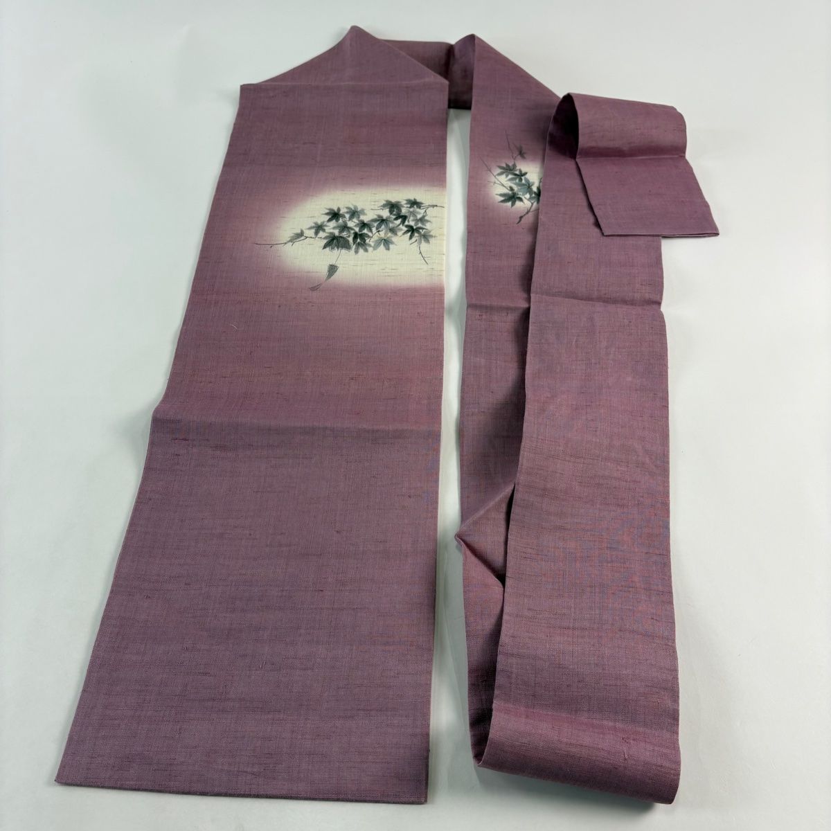  名古屋帯 紬地 楓 風林 薄紫 正絹 名古屋帯 帯