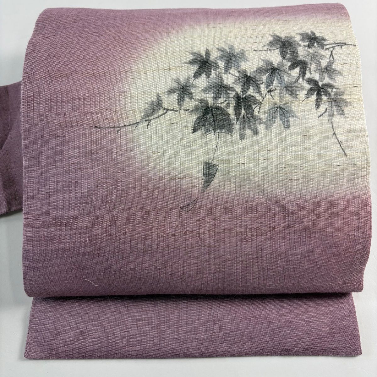 名古屋帯 紬地 楓 風林 薄紫 正絹