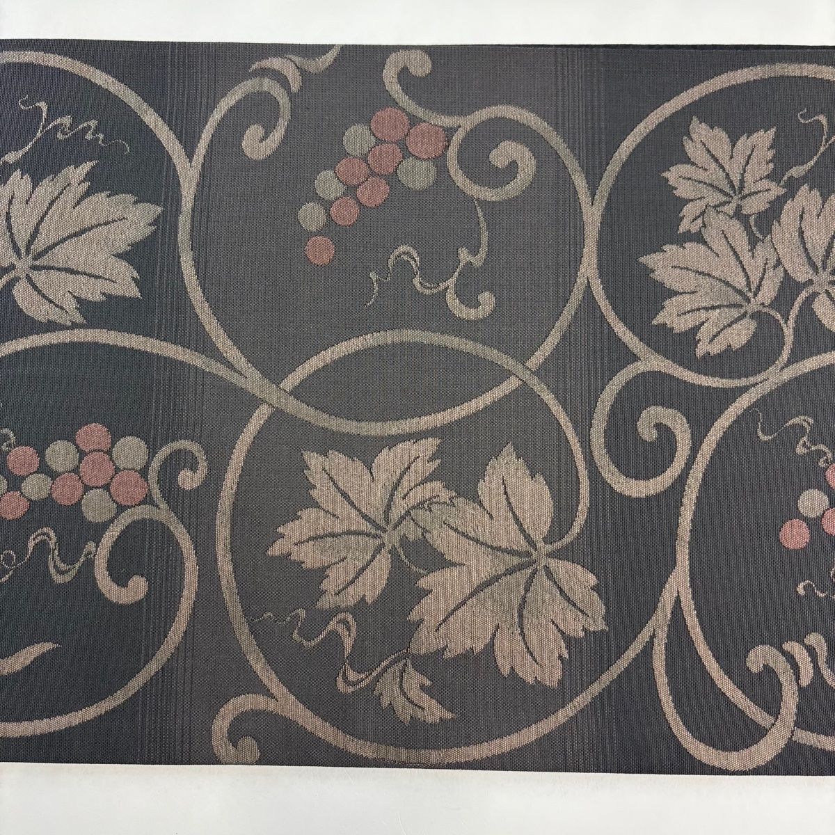  袋帯 柿渋染 葡萄唐草 焦茶色 六通 正絹 袋帯 帯