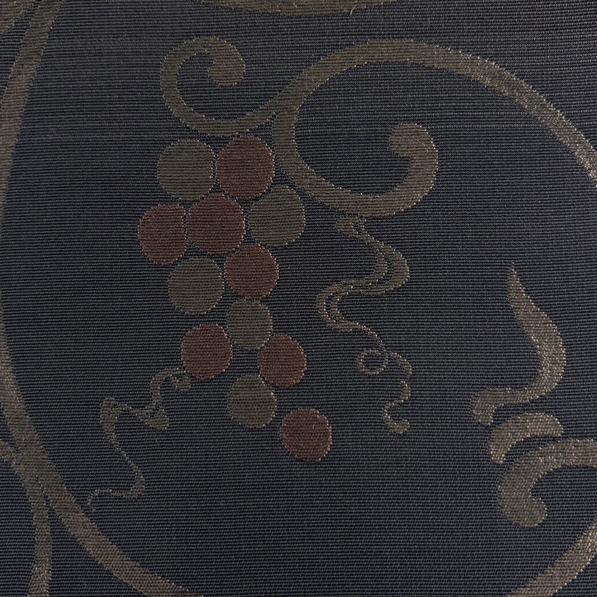 袋帯 柿渋染 葡萄唐草 焦茶色 六通 正絹