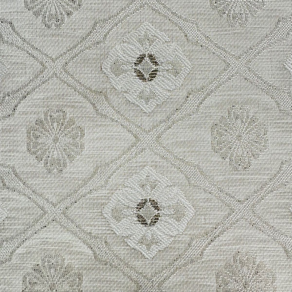 袋帯 夏帯 花菱 銀糸 クリーム 六通 正絹