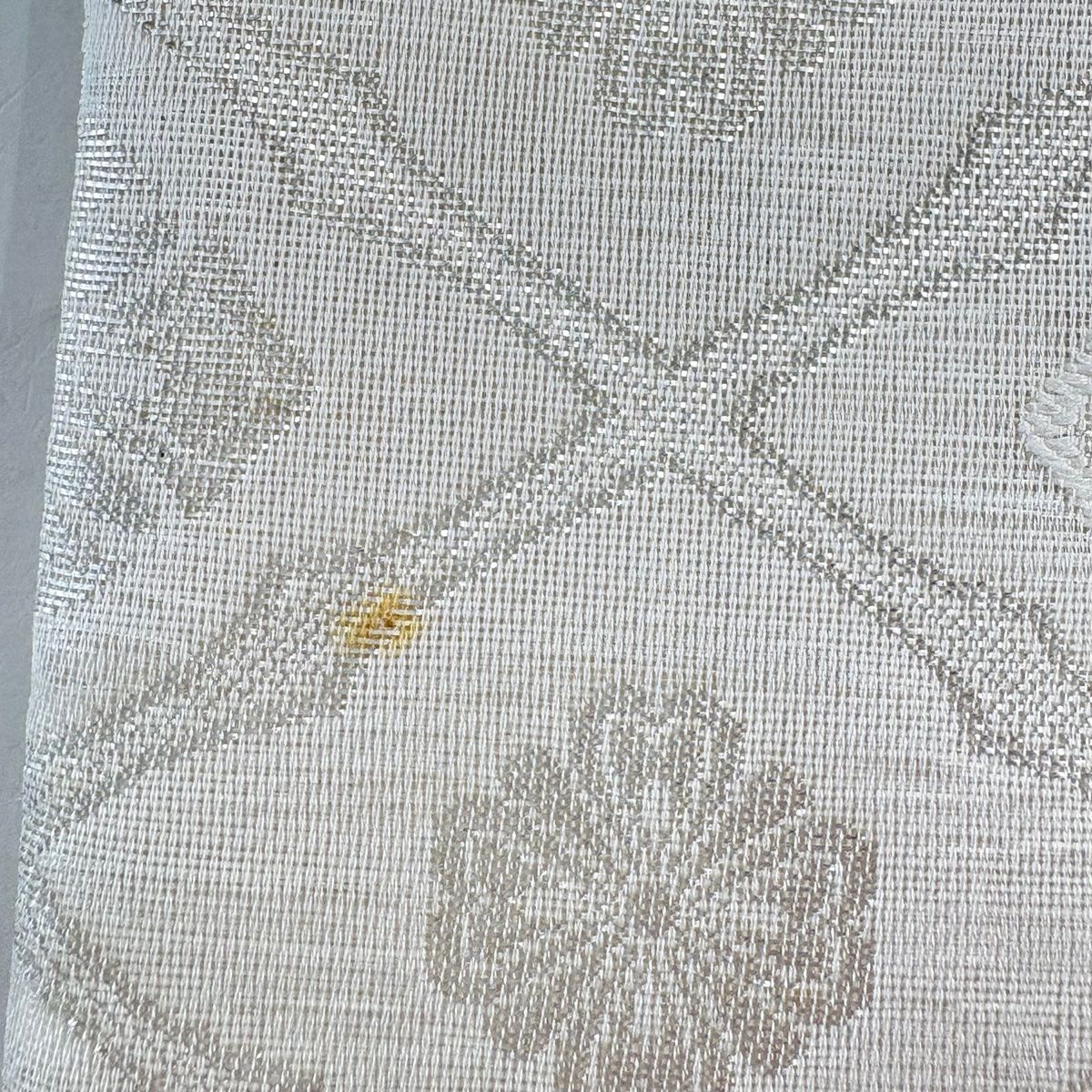  袋帯 夏帯 花菱 銀糸 クリーム 六通 正絹 袋帯 帯