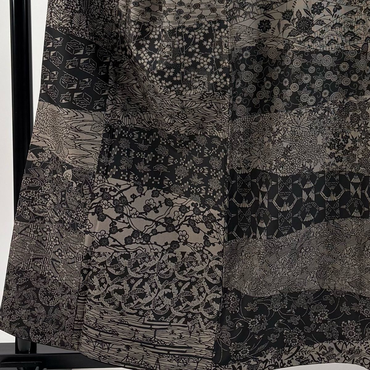 紬 身丈160 cm 裄丈66 M 袷 袋帯セット 松竹梅 蝶 焦茶色 正絹