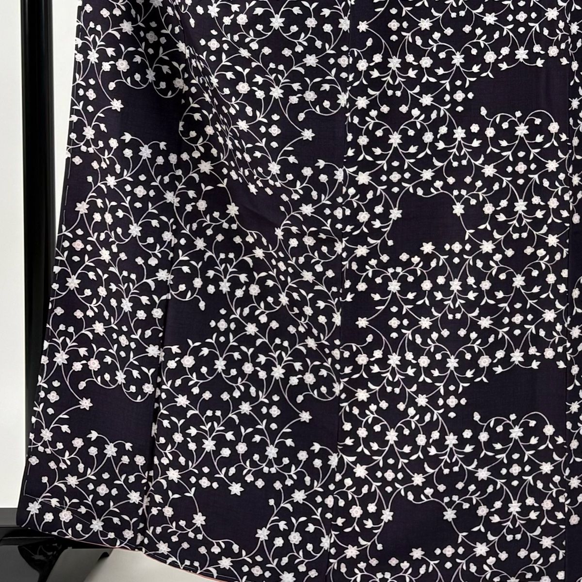 小紋 身丈164 cm 裄丈64 5 M 袷 袋帯セット 草花 濃紫 正絹 秀品