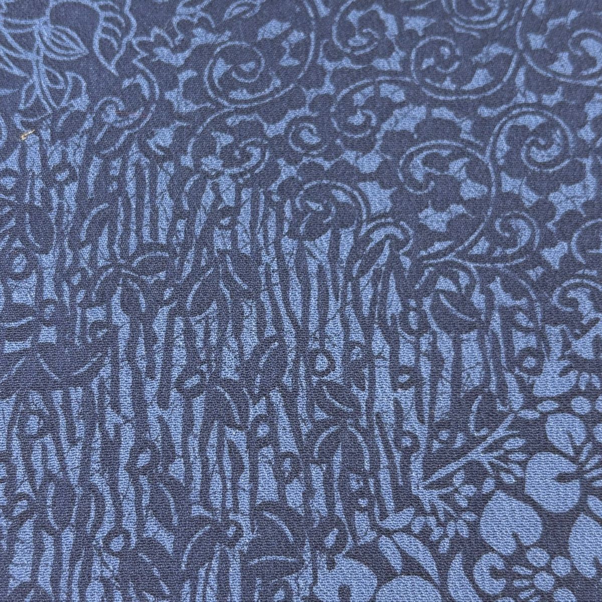 反物 秀品 小紋 草花 唐草 藍染 藍色 正絹