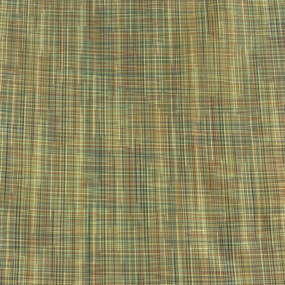 反物 秀品 紬 証紙有り 縞 黄緑色 正絹