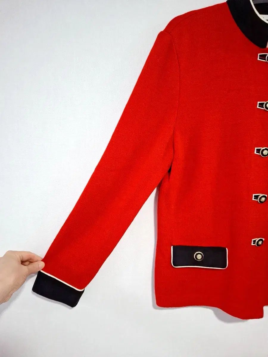 st john レッド ユニーク カーディガン