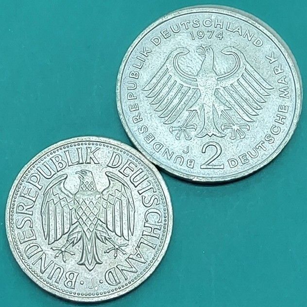 ドイツ 2マルク硬貨(1974年) 1マルク硬貨(1971年) 海外コイン 外国硬貨