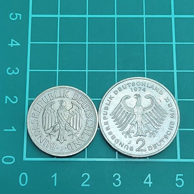 外国硬貨 ドイツ 2マルク硬貨(1974年) 1マルク硬貨(1971年) 海外コイン 外国硬貨