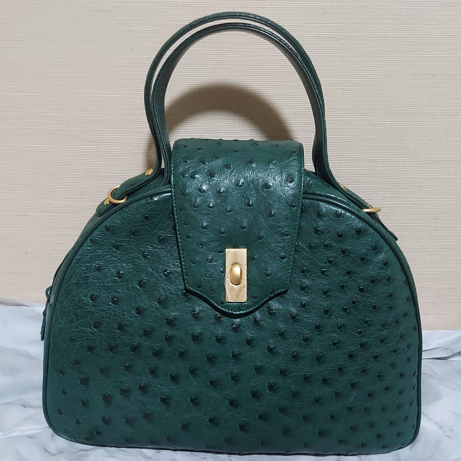 オーストリッチ OSTRICH レザー 2WAY ハンドバック 鞄 キプロス