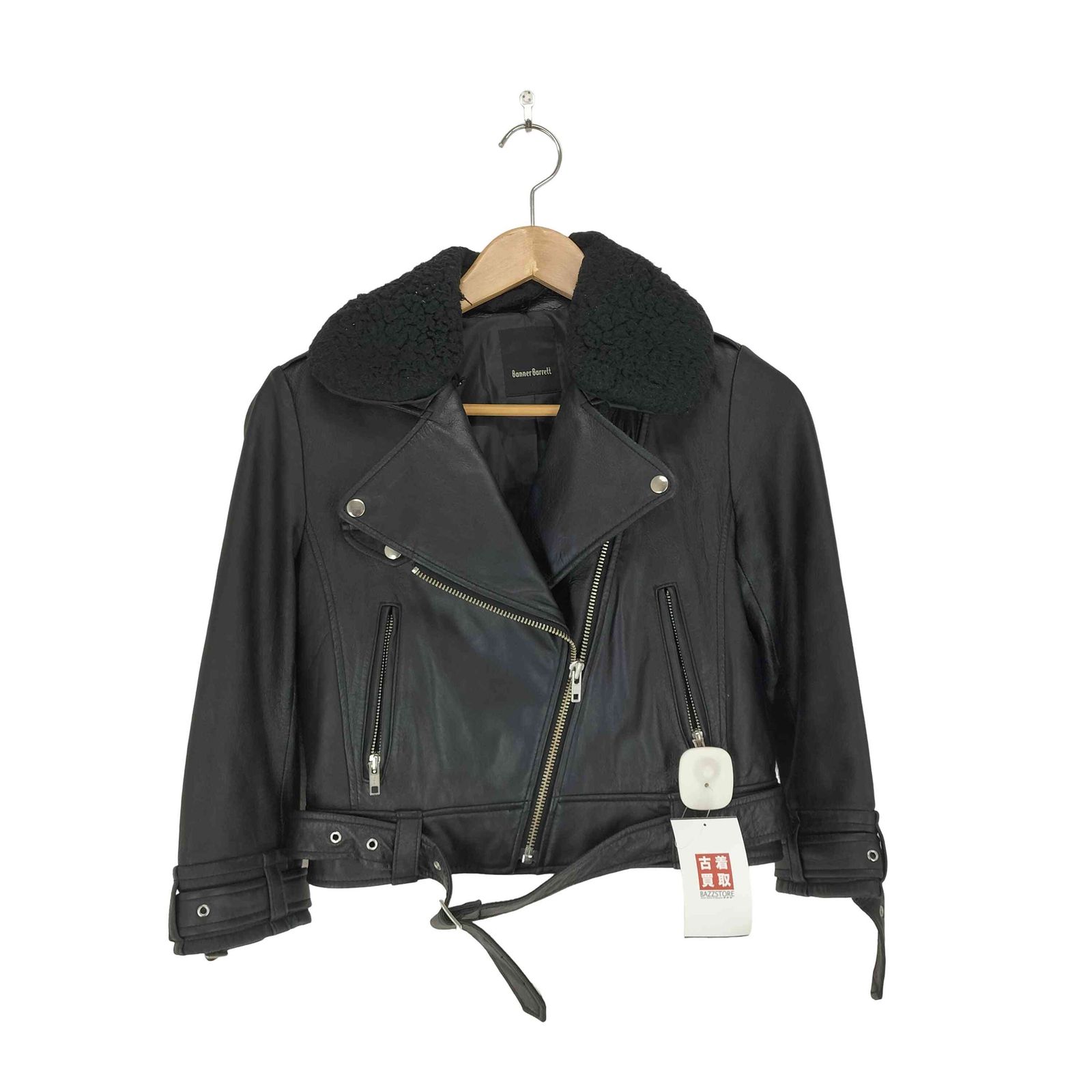 Banner Barrett(バナーバレット) 襟ボアラムレザーダブルライダースジャケット レディース  36【中古】【ブランド古着バズストア】 バナーバレット Banner Barrett 襟ボアラムレザーダブルライダース