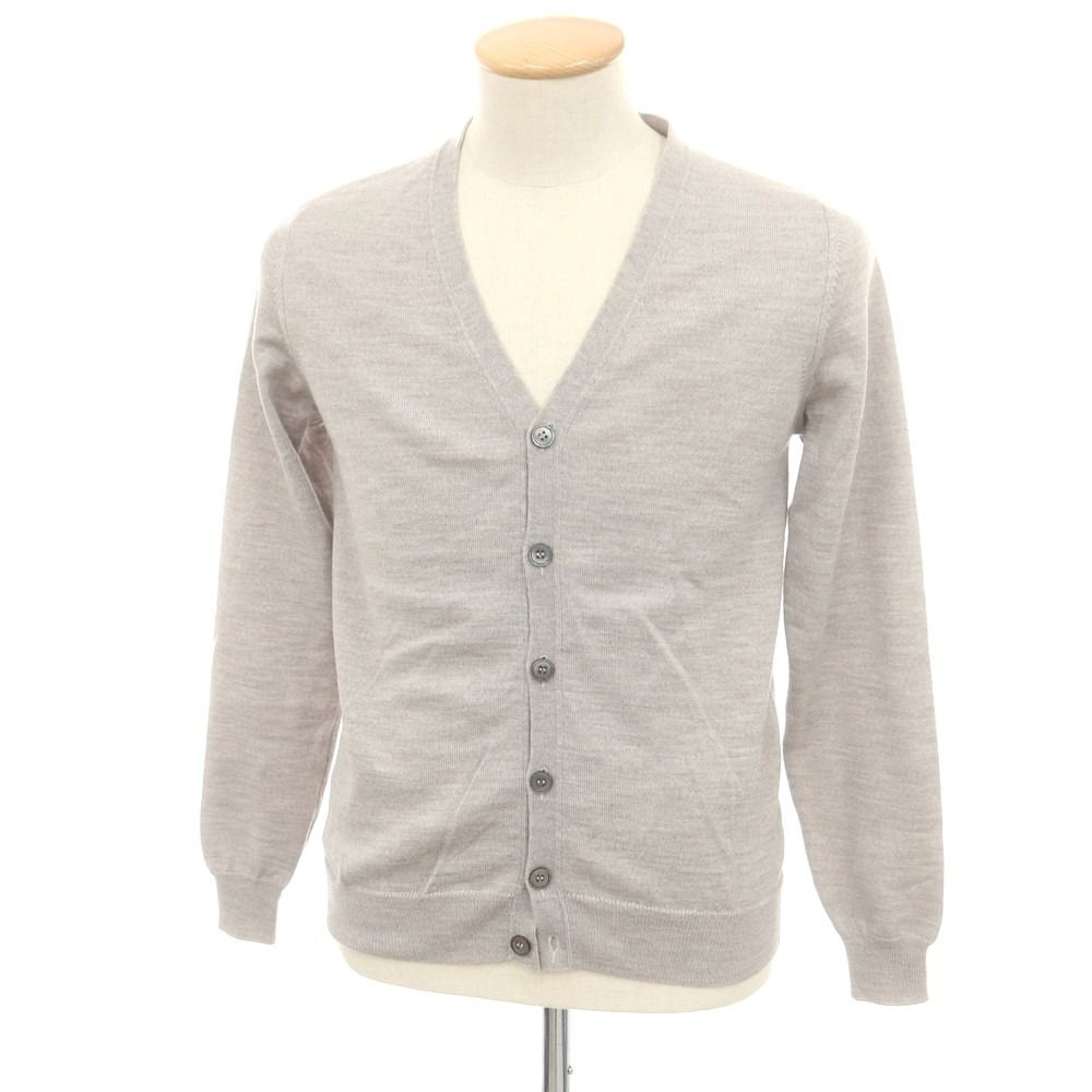 【未使用】ZANONE グレー リブ編み カーディガン 中古】ザノーネ ZANONE ハイゲージ ウール カーディガン ライトグレー