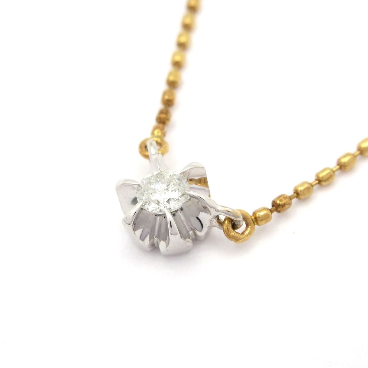 4℃(ヨンドシー) ネックレス美品 - K18YG×K18WG×ダイヤモンド 総重量