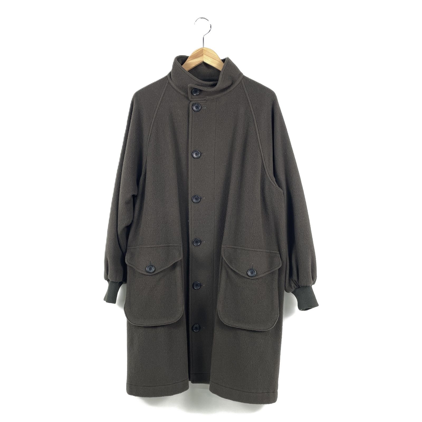 BASISBROEK バージスブルック WOOL MELTON STAND COLLAR LONG COAT