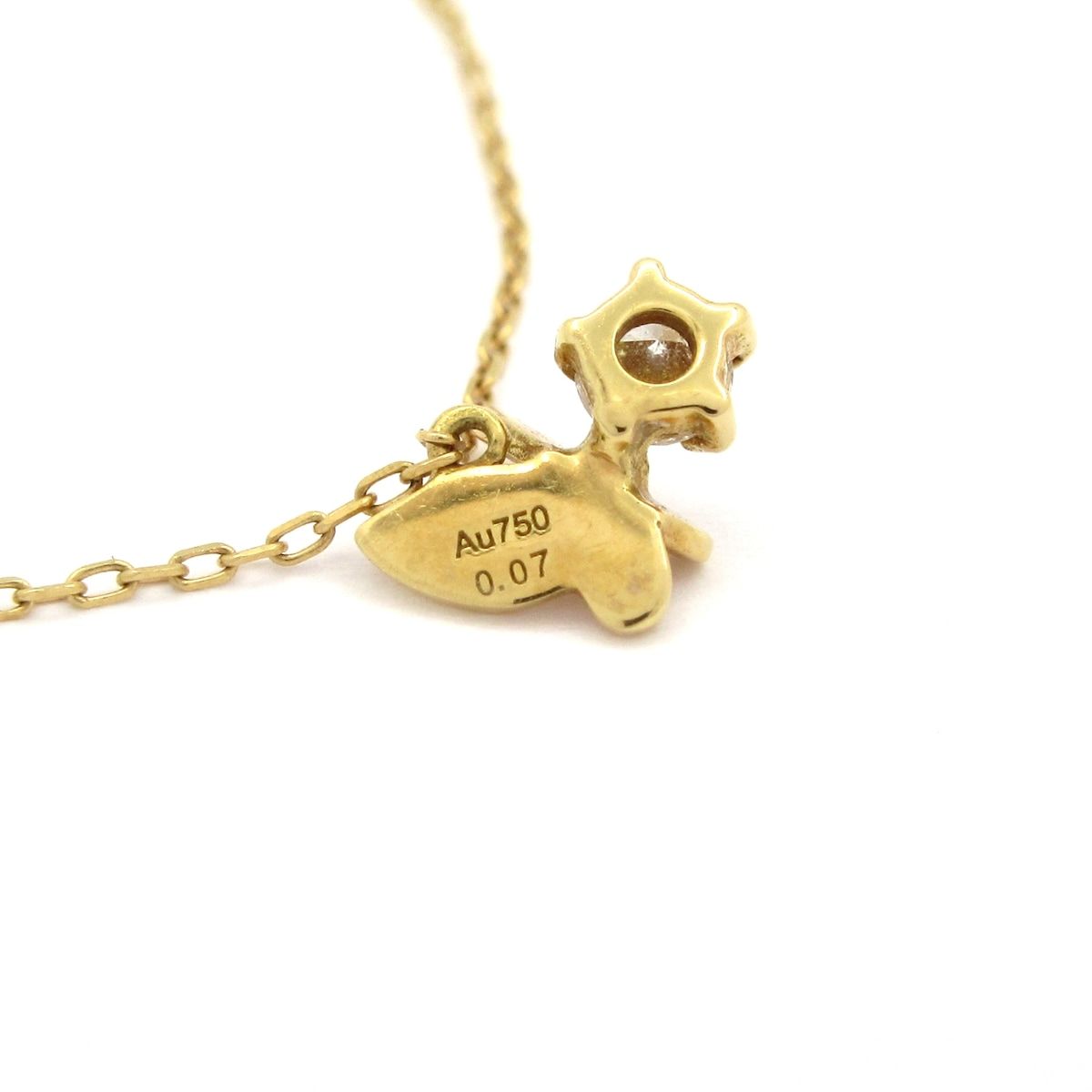  AHKAH アーカー ネックレス K 18 YG ダイヤモンド 総重量 1 0 g Pダイヤ ダイヤ0 07カラット バタフライ 蝶 ネックレス アクセサリー