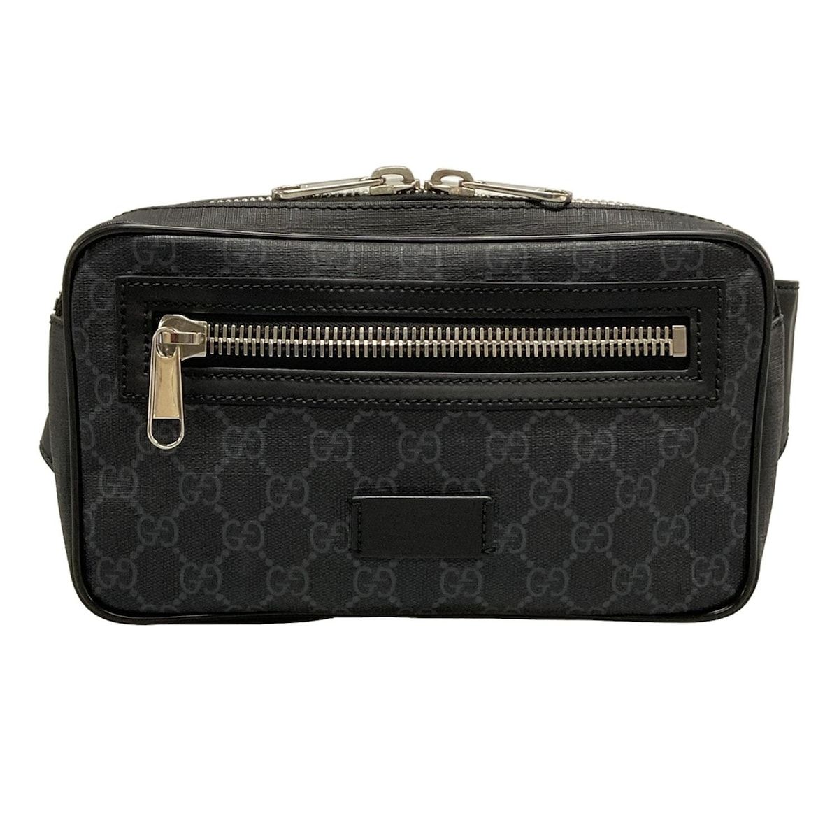 GUCCI グッチ ウエストポーチ GGプラス GGスプリーム 474293 黒 グレー レザー