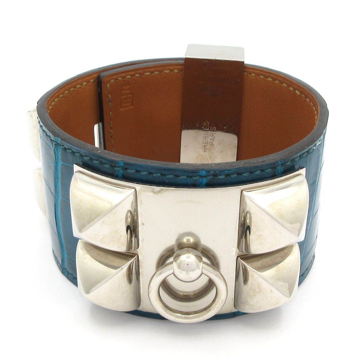 HERMES エルメス ブレスレット コリエドシアン メドール ブルーイズミール シルバー金具